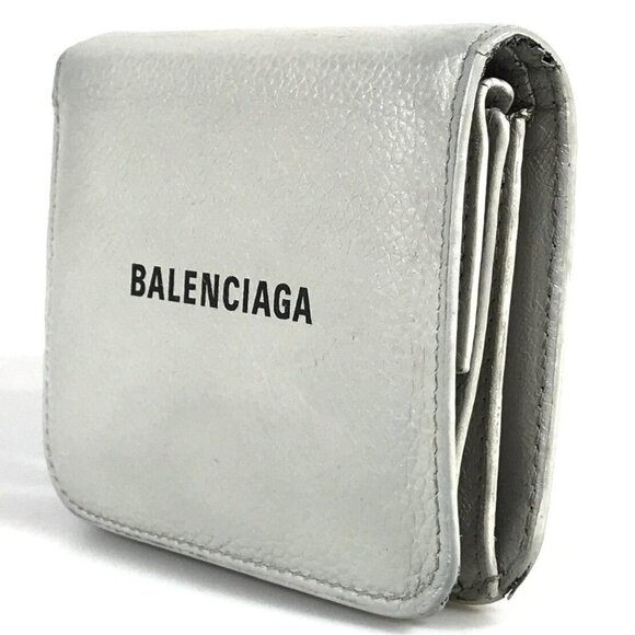 Balenciaga Wallet in Pebbled Leather, Grey - Picture 1 of 6